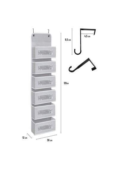 6 Katlı Kapı Arkası Düzenleyici Hurç & Organize 30x12x128 Cm Gri - 924041725 Gri