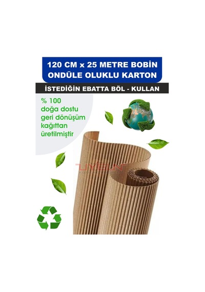 120 Cm X 25 Metre Bobin Ondüle Oluklu Karton, Kargo Kartonu, Paketleme Kartonu 25 Adet