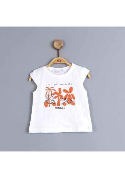 Nk Kids Kız Bebek Çocuk Minik Kaplanlı Pantolon Beli Lastikli Takım-7151-turuncu Turuncu