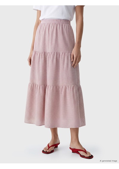 Lcwaıkıkı Classic Pembe Beli Lastikli Ekose Katkat Etek