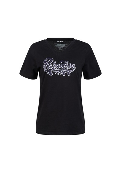 2as Alone Baskılı V Yaka Kadın T-shirt 406 Siyah