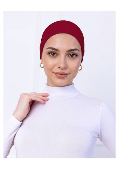 Alivascarf Kaymayan Silikonlu Bandana Bone Siyah - Kadın Tesettür Dikişsiz Kaymaz Geçme - Sportif Saç Bandı Bordo