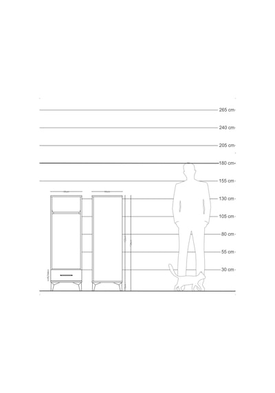Hyperion Dolap Tek Raflı Tek Çekmeceli Tek Askılı 44x44x134 Çam-çam Atlas Çam