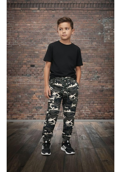 Black Steel Garson Boy Erkek Kamuflaj Desen Pantolon Açık Yeşil