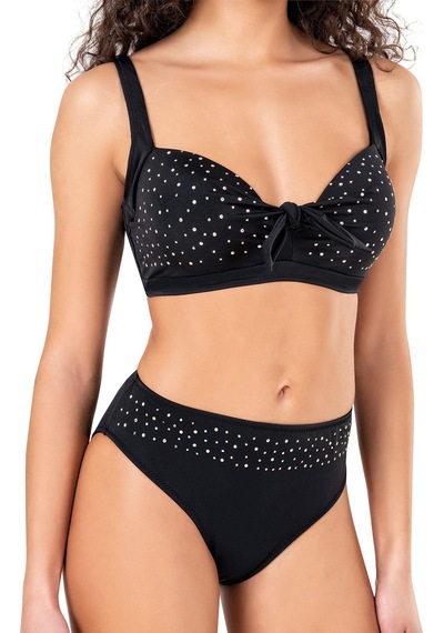 Endeep Kadın Fiyonk ve Taş Detaylı Büyük Beden Nar Çiçeği Bikini Takımı Çok Renkli
