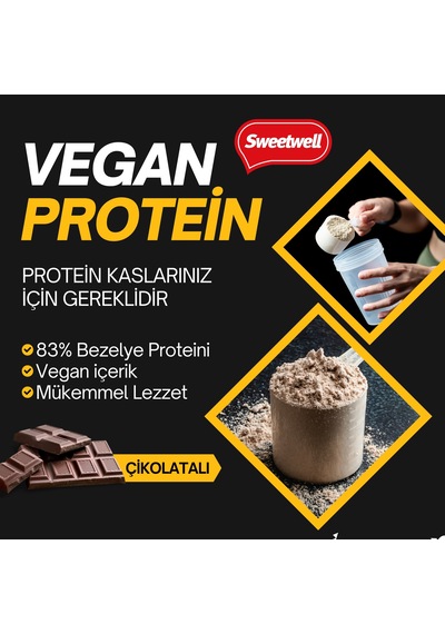 Sweetwell Çikolatalı + Çilekli Vegan Bezelye Proteini 800 Gr
