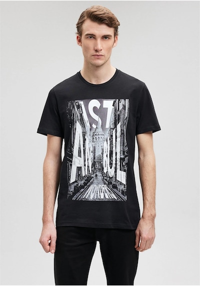 Mavi M067053-900 Siyah Erkek Regular Galata İstanbul Baskılı T-shirt Siyah