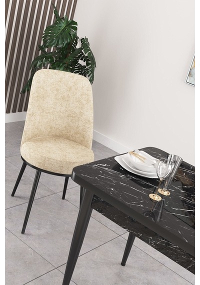 Canisa Concept Nil Serisi 70x110 Sabit Mutfak Masası Takımı Siyah Mermer Desen Masa 2 Krem Sandalye Masa Siyah Sandalyeler Krem Canisa Concept Nil Serisi 70x110 Sabit Mutfak Masası Takımı Siyah Mermer Desen Masa 2 Krem Sandalye Masa Siyah Sandalyeler Krem