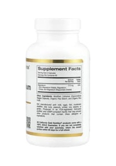 California Gold Nutrition, Triple Magnesium Complex, Malate, Citrate & Bisglycinate Chelate, 120 Veggie Capsules 105 Mg Per Capsule