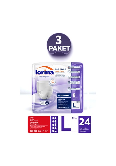 Emici Külot Large 8'li 24 Adet L