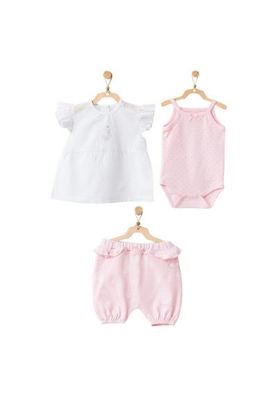Dear Enika Andywawa Kız Bebek Ördek Desenli 3lü Alt Üst Takım Ac21795r 001