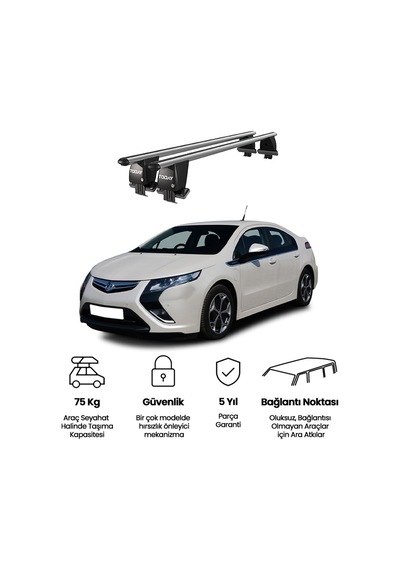Royal Opel Ampera 2012 Ve Sonrası Uyumlu Gri Kilitli Ara Atkı Port Bagaj Tavan Barı