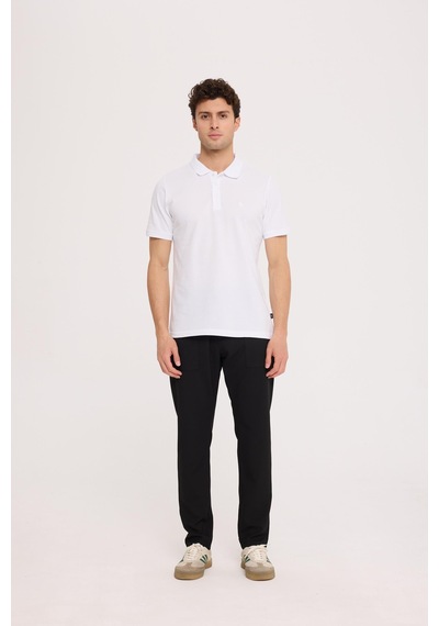 Summer Polo Kırık Beyaz Basıc Polo Yaka Tişört Kırık Beyaz