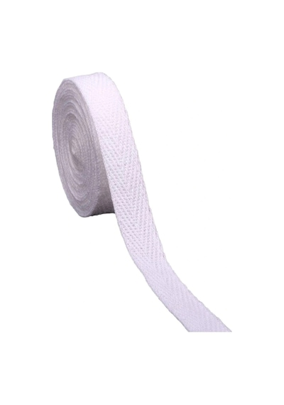 1cm Eninde Dar Dokuma Şerit Beyaz Balıksırtı 1cm 25metre