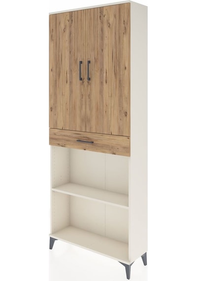 Arges Dolap 4 Raflı Tek Çekmeceli 2 Kapaklı 88x30x221 Aytaşı-çam Aytaşı
