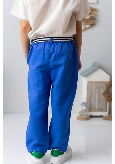 Mininio Erkek Bebek Kemerli Gabardin Pantolon - Sax Saks