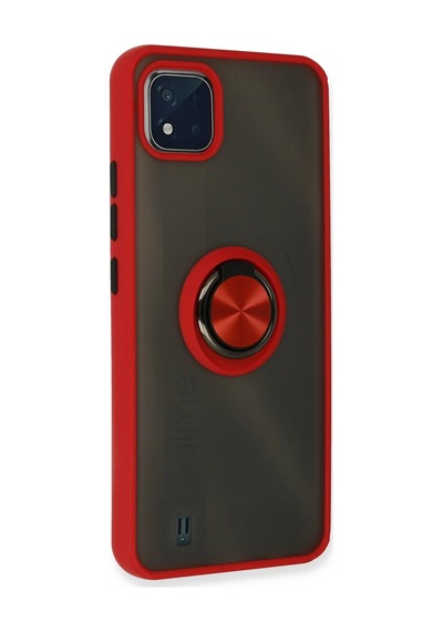 Uryport Realme C11 2021 Kılıf Montreal Yüzüklü Silikon Kapak - Kırmızı