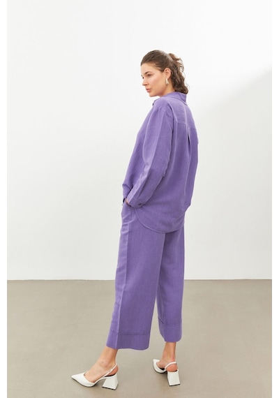 Stella Pulvis Mor Keten Oversize Gömlek Mor