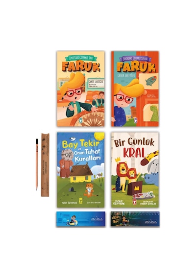 Timaş Çocuk Bir Günlük Kral - Bay Tekir Ve Onun Tuhaf Kuralları - Faruk Serisi Set 4 Kitap