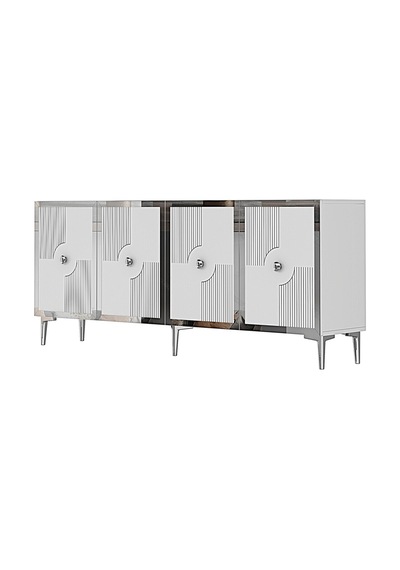 Ka1811bs Pega Konsol Ve Tv Sehpası Beyaz-sılver 180cm Beyaz - Gümüş