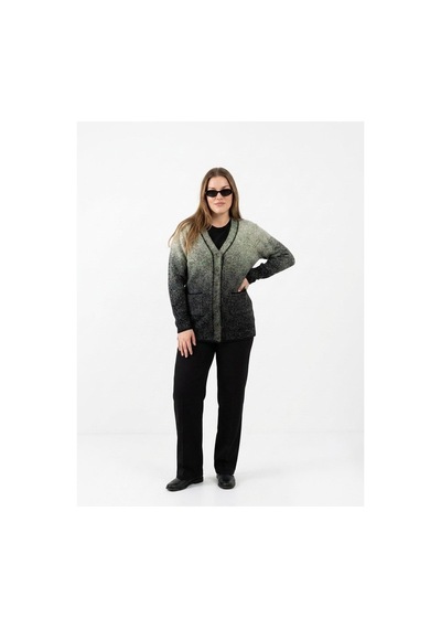 Onno Style Women Klasik Karyağdı Desen Düğmeli Ceket Siyah