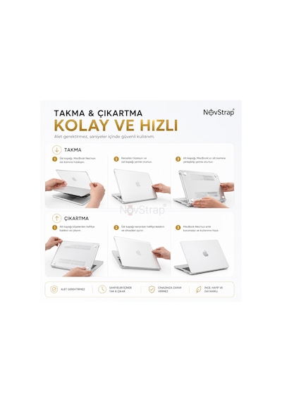 Novstrap Apple Macbook Neo 13 İnç A18 Çip A3404 İle Uyumlu Kılıf Sert Parlak Koruma Kapağı Şeffaf