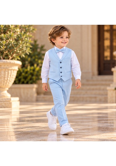 Maxx Kleın Erkek Çocuk Açık Mavi Yelekli Takım Elbise Gömlek Papyon Pantolon 4 Parça Şık Damatlık 1-15 Yaş Maxx Kleın Erkek Çocuk Açık Mavi Yelekli Takım Elbise Gömlek Papyon Pantolon 4 Parça Şık Damatlık 1-15 Yaş