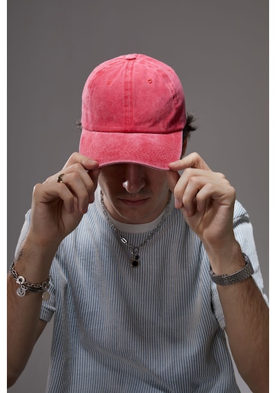 Berellini Sade Yıkamalı Şapka Kırmızı