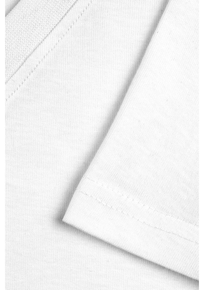 Goffra Kadın Vision V Yaka Premium Kalite Yoğun Dokulu Pamuklu T-shirt Beyaz W102-r0220-01