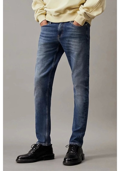 Calvin Klein Erkek Dar Kesim Düz Paça Lacivert Jeans Denim