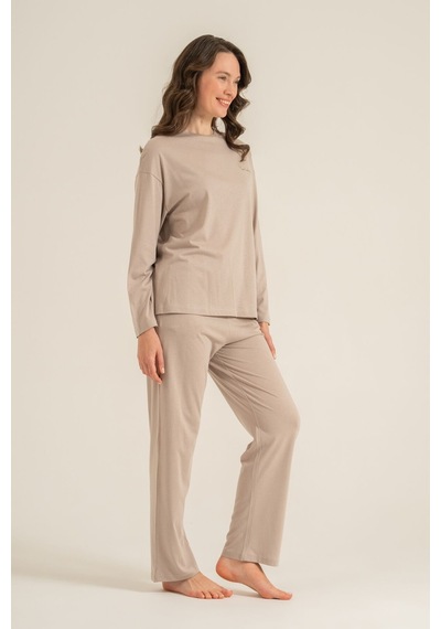 Pierre Cardin Kadın Kahverengi Uzun Kol Pijama Takım Pc9304-s-v3 Pc9304-s-v3