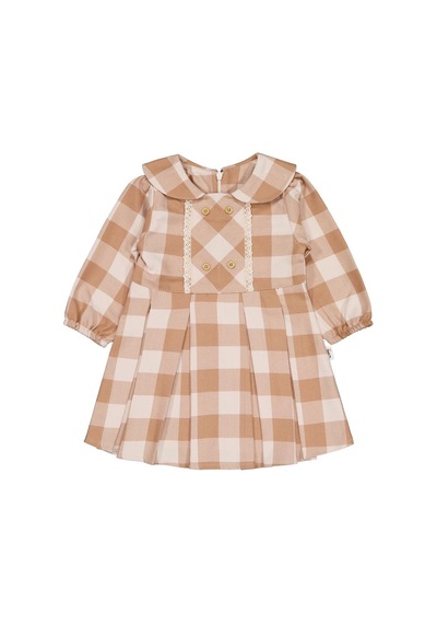 Civil Baby Dama Desen 6-18 Ay Elbise - Kahve