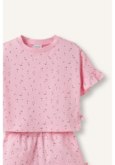 Defacto Çiçeki 2li Pembe Takım Kız Bebek H7883a526smpn666 Pembe-pn666