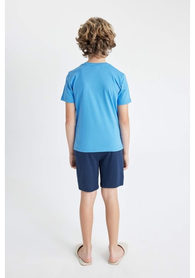 Defacto Erkek Çocuk Baskılı Kısa Kollu Şortlu Pijama Takımı C7911a824smbe277 Mavi Defacto Erkek Çocuk Baskılı Kısa Kollu Şortlu Pijama Takımı C7911a824smbe277 Mavi
