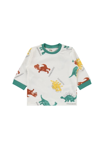 Civil Baby Dinozor Baskılı 6-18 Ay Pijama Takımı - Yeşil Koyu Yeşil
