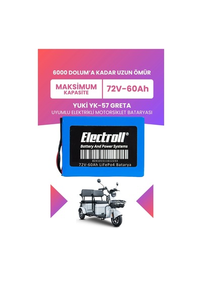 Yuki Yk-57 Greta Batarya Maksimum Kapasite Lifepo4 72v 60ah Elektrikli Motorsiklet Bataryası