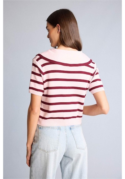 Defacto Crop Top Büyük Yaka Kazak H6636ax26sppn450 Pembe-pn450