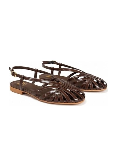 Ne&ve Shoes Kahve Rugan Biye Kadın Günlük Sandalet Kahverengi