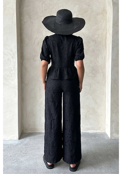 Verymoda Önden Bağlamalı Nakışlı Bluz D2788 Siyah Siyah