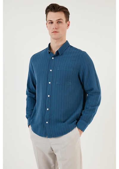 Buratti Pamuklu Regular Fit Tek Cepli Erkek Gömlek Cf24S128229 Indigo Buratti Pamuklu Regular Fit Tek Cepli Erkek Gömlek Cf24S128229 Indigo