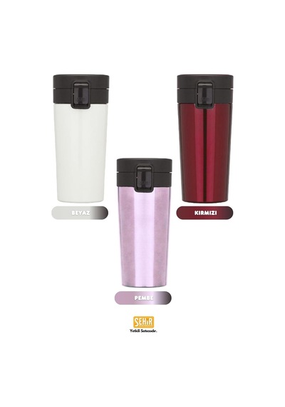 400ml Filtreli Rahat İçim Kilitlenebilir Paslanmaz Çelik Termos Kahve Mug Bpa İçermez Kırmızı Çok Renkli