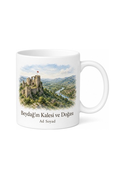 Beydağ'ın Kalesi Ve Doğası İzmir Hatırası Kupa Bardak Hediye Beyaz / Çok Renkli