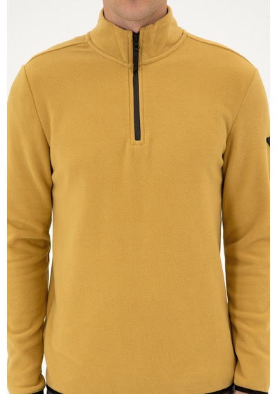 U.S. Polo Assn. Erkek Regular Fit Hardal Polar Yarım Fermuarlı Basic Sweatshirt 50313777-VR151