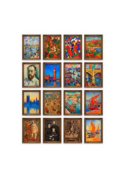 André Derain Tabloları 16'lı Sticker Seti Laptop Defter Planlayıcı Etiket Çok Renkli