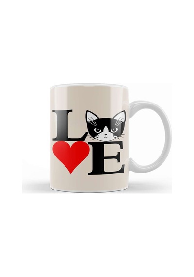 I Love Kedi Seni Seviyorum Kedi Cats Kupa Bardak Porselen Karışık