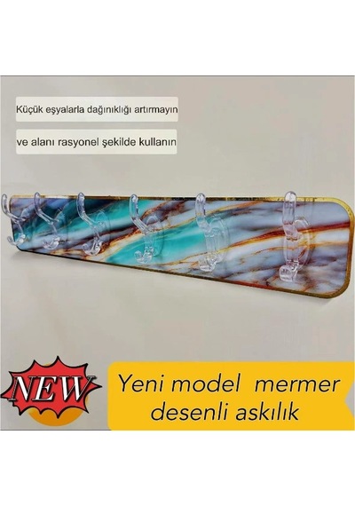 Kullanıma Uygun Mermer Desenli Yapışkanlı Askılık Diğer