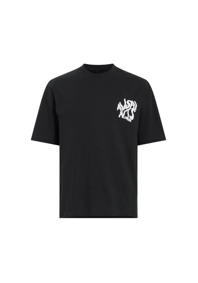 Barlashive Erkek Tişört Baskılı Oversize Kısa Kol T-shirt - Siyah Çok Renkli