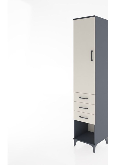 Hyperion Dolap 2 Raflı 3 Çekmeceli Tek Kapaklı 44x44x221 Antrasit-aytaşı Antrasit