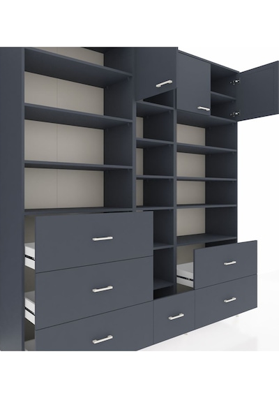 Hyperion Dolap 17 Raflı 6 Çekmeceli 3 Kapaklı 220x44x243 Antrasit-antrasit/antrasit Çok Renkli Hyperion Dolap 17 Raflı 6 Çekmeceli 3 Kapaklı 220x44x243 Antrasit-antrasit/antrasit Çok Renkli