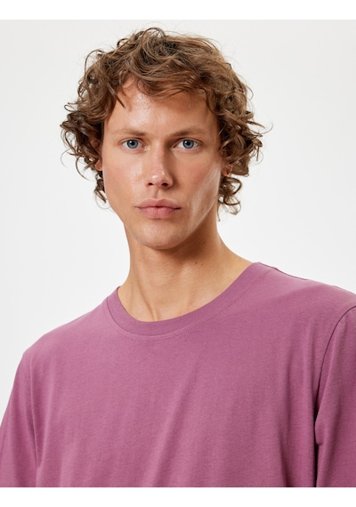 Koton Basic Tişört Slim Fit Bisiklet Yaka Kısa Kollu Pembe 4sam10842hk Gül